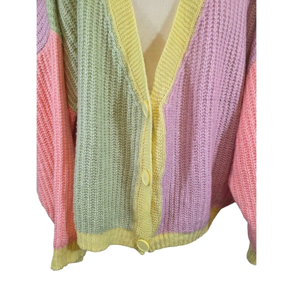 Princess Polly Sweater Women L/XL Purple Colorblock Naomi Cardigan Multi Knit - Picture 5 of 8